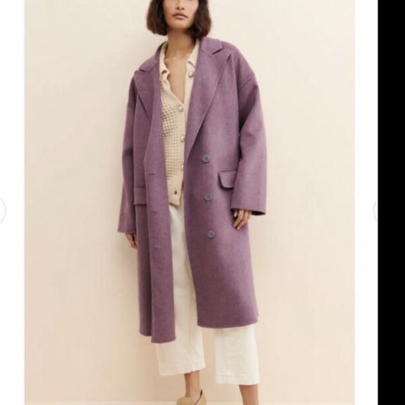 New Free People Light Wool Plum Coat sz L - Picture 2 of 7